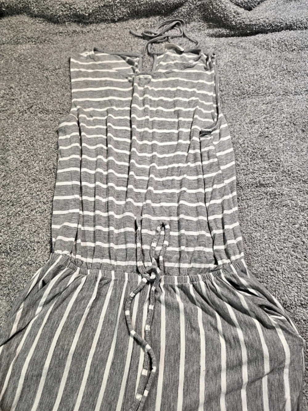 ZENANA Striped Wide Leg Jumper Gray & White Size XL